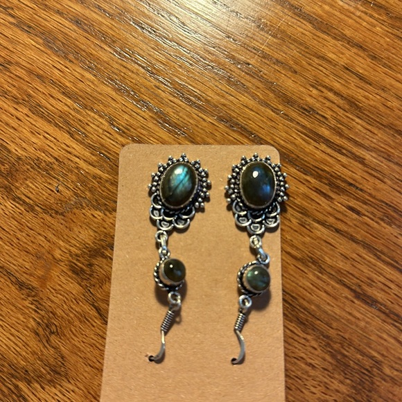 Labradorite and Silver Fish Hook Earrings NWOT - Picture 5 of 6
